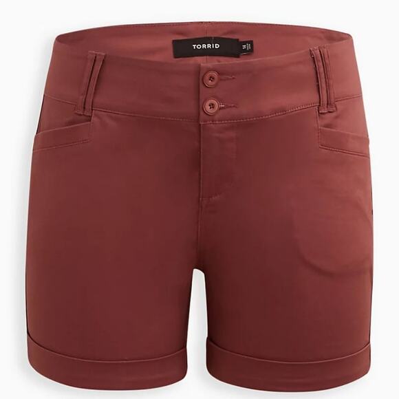 Torrid 5 Inch Stretch Sateen Mid-Rise Shorts Ginger Plus Size 20 NEW - Picture 1 of 3